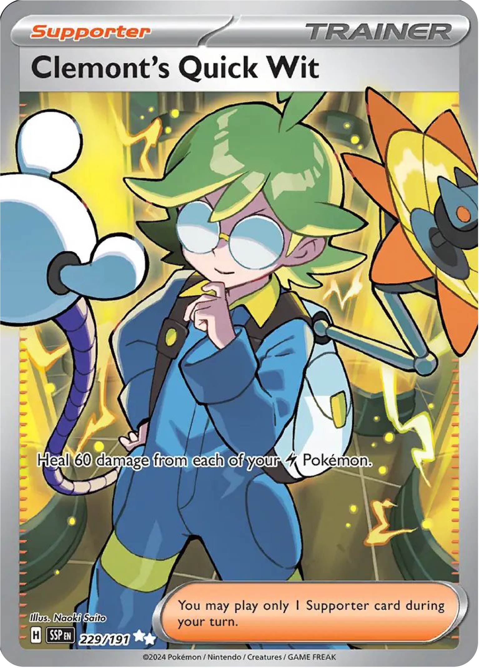 Clemont's Quick Wit (229/191) - Pokemon Surging Sparks (SSP) - High Value Hobby Clemont's Quick Wit (229/191) - Pokemon Surging Sparks (SSP) - High Value Hobby