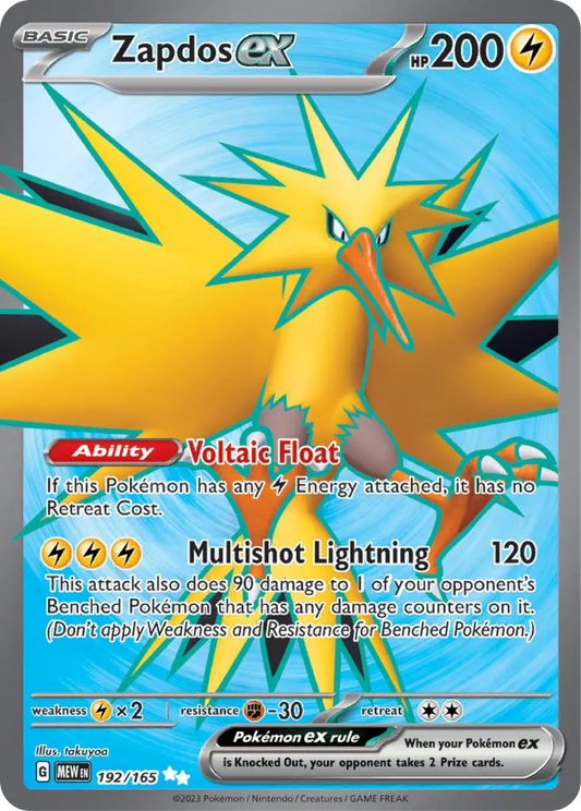 Zapdos ex (192/165) - Scarlet & Violet 151 - Pokemon Cards Singles - High Value Hobby